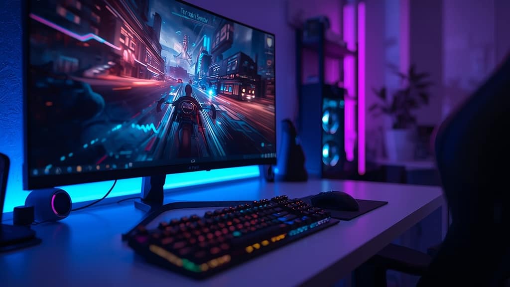 Monitor gaming 144Hz mostrando gráficos fluidos - ventajas y fluidez en juegos competitivos 2025