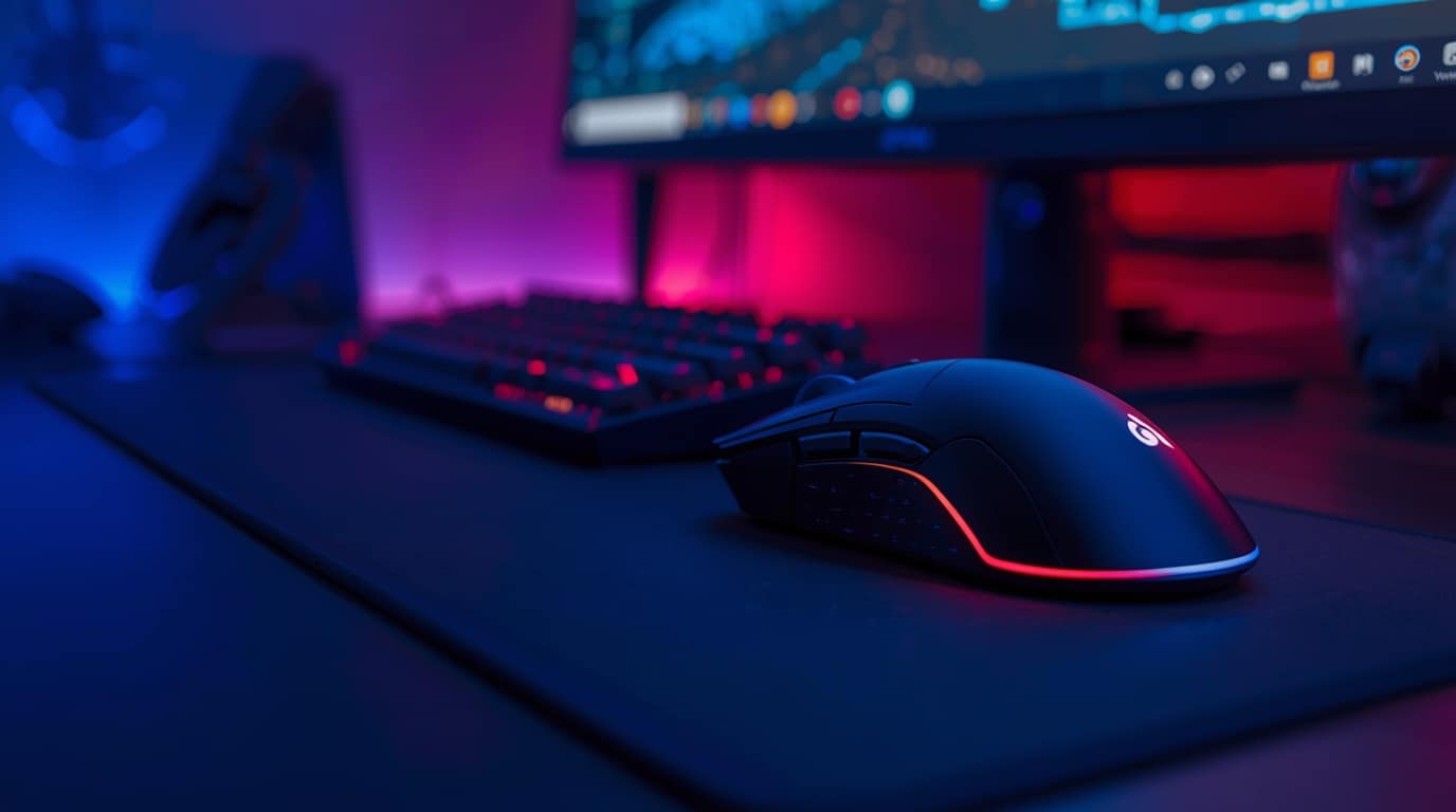 Ratón gaming barato inalámbrico RGB 2025 sobre escritorio gamer