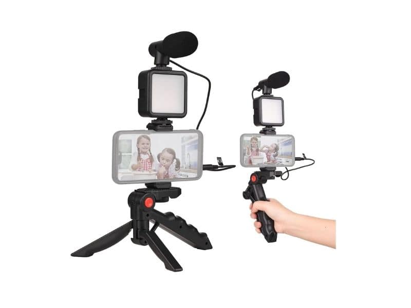 Kit de vídeo Andoer con micrófono, luz LED y trípode para streaming y grabaciones